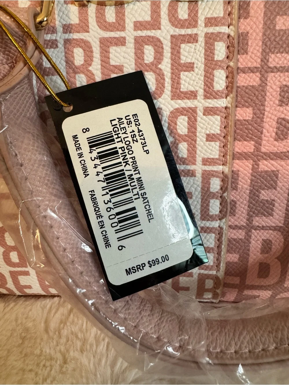 bebe Pink Ailey Logo Tote Bag